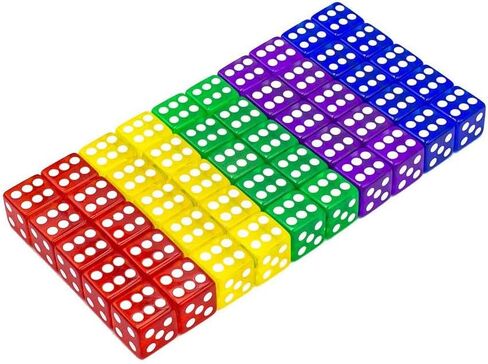 50-Pack 16MM Translucent & Solid 6-Sided Game Dice 5 Sets of Vintage Colors Dice for Board Games and Teaching Math Dice Set Classroom Accessories dice Set RPG dice in Kuwait