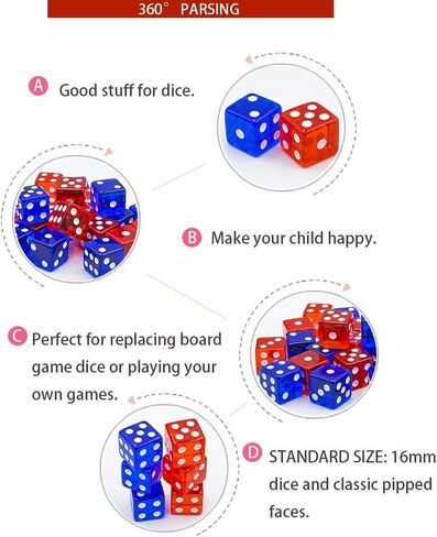 50-Pack 16MM Translucent & Solid 6-Sided Game Dice 5 Sets of Vintage Colors Dice for Board Games and Teaching Math Dice Set Classroom Accessories dice Set RPG dice in Kuwait