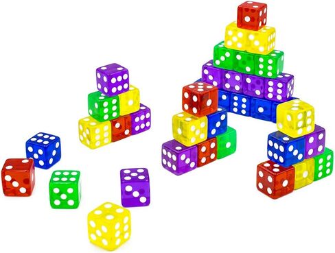 50-Pack 16MM Translucent & Solid 6-Sided Game Dice 5 Sets of Vintage Colors Dice for Board Games and Teaching Math Dice Set Classroom Accessories dice Set RPG dice in Kuwait