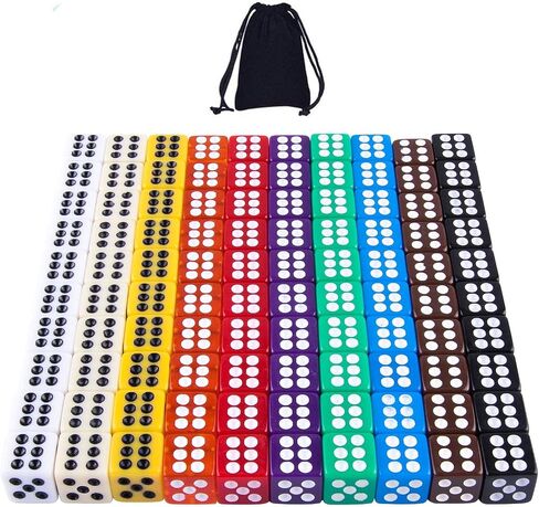 AUSTOR 100 Pcs 12mm Dice 6 Sided Game Dice Set with a Drawstring Pouch in Kuwait