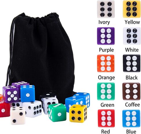 AUSTOR 100 Pcs 12mm Dice 6 Sided Game Dice Set with a Drawstring Pouch in Kuwait