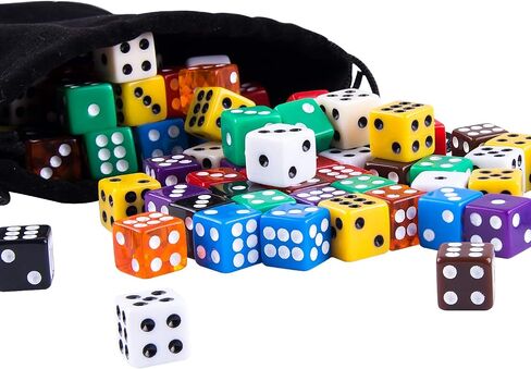 AUSTOR 100 Pcs 12mm Dice 6 Sided Game Dice Set with a Drawstring Pouch in Kuwait