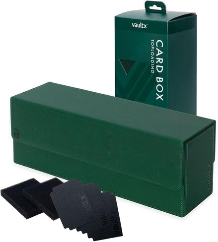 صندوق بطاقات Vault X Exo-Tec يحتوي على أكثر من 450 وحدة تخزين مع غطاء مغناطيسي قابل للفصل وفواصل وحشو إسفنجي لتنظيم صناديق سطح السفينة والرافعات العلوية وTCG/CCG والبطاقات الرياضية (أسود) in Kuwait