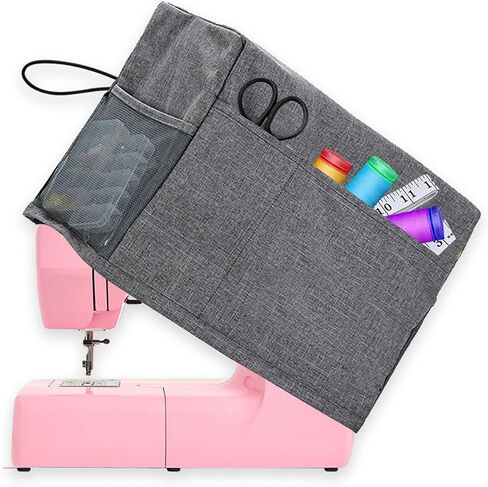 غطاء آلة الخياطة Yunnyp دائم قابل للطي غطاء الغبار مع جيوب تخزين لمعظم آلة الخياطة القياسية 18.1x8.2x12.6, رمادي, فاشن in Kuwait