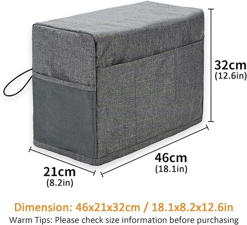 غطاء آلة الخياطة Yunnyp دائم قابل للطي غطاء الغبار مع جيوب تخزين لمعظم آلة الخياطة القياسية 18.1x8.2x12.6, رمادي, فاشن in Kuwait