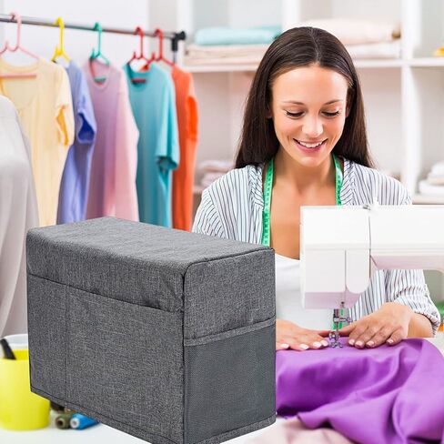 غطاء آلة الخياطة Yunnyp دائم قابل للطي غطاء الغبار مع جيوب تخزين لمعظم آلة الخياطة القياسية 18.1x8.2x12.6, رمادي, فاشن in Kuwait