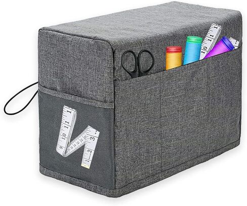 غطاء آلة الخياطة Yunnyp دائم قابل للطي غطاء الغبار مع جيوب تخزين لمعظم آلة الخياطة القياسية 18.1x8.2x12.6, رمادي, فاشن in Kuwait