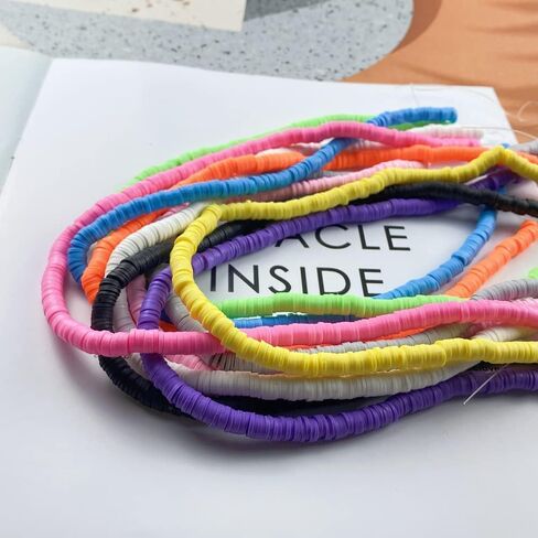 2000pcs Heishi Vinyl Beads Polymer Clay Beads Flat Round Spacer Beads for Making Bracelet Necklace Earring Accessories DIY Handmade Craft (White, 6mm) in Kuwait