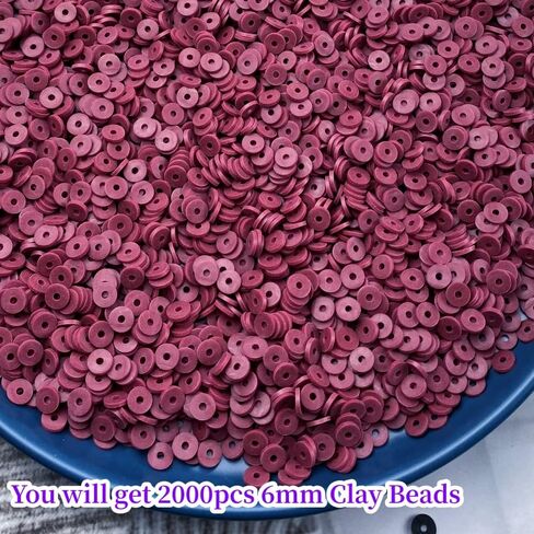 2000pcs Heishi Vinyl Beads Polymer Clay Beads Flat Round Spacer Beads for Making Bracelet Necklace Earring Accessories DIY Handmade Craft (White, 6mm) in Kuwait