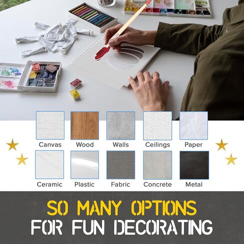 Cachi Large Letter Stencils for Painting On Wood, Canvas & More - 51 Reusable Calligraphy Alphabet Stencils, Number Stencils - Farmhouse and Welcome Signs, Holidays, Seasons, Craft Projects in Kuwait