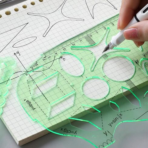 MWELLEWM 11 Pcs/Set Geometric Drawing Template Stencils Drawing Rulers Multi-Function Measuring Ruler for Studying, Designing and Building School Office Supplies… in Saudi Arabia