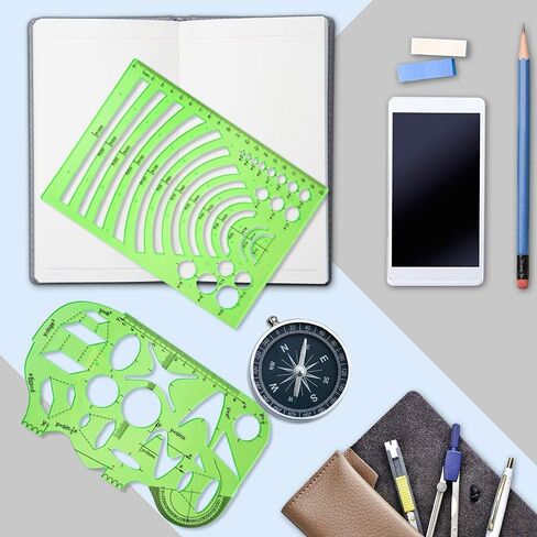 MWELLEWM 11 Pcs/Set Geometric Drawing Template Stencils Drawing Rulers Multi-Function Measuring Ruler for Studying, Designing and Building School Office Supplies… in Saudi Arabia