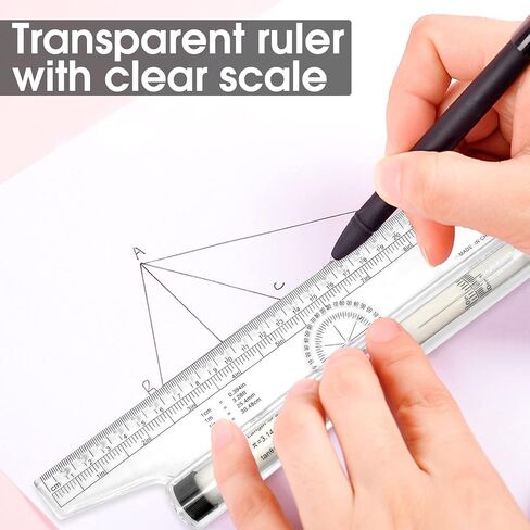 Rovepic Measuring Rolling Ruler Plastic Multifunctional Drawing Parallel Rolling Ruler Circle Arc Drawing Design Rulers for Drawing Parallel Lines Circles Angles Squares Drawing Tool 12 Inch in Kuwait