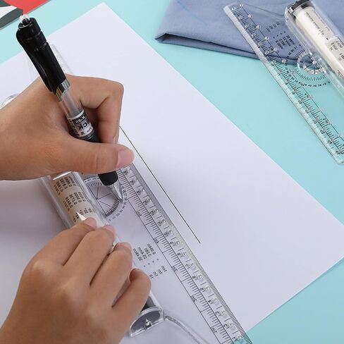 Rovepic Measuring Rolling Ruler Plastic Multifunctional Drawing Parallel Rolling Ruler Circle Arc Drawing Design Rulers for Drawing Parallel Lines Circles Angles Squares Drawing Tool 12 Inch in Kuwait