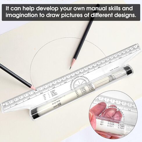 Rovepic Measuring Rolling Ruler Plastic Multifunctional Drawing Parallel Rolling Ruler Circle Arc Drawing Design Rulers for Drawing Parallel Lines Circles Angles Squares Drawing Tool 12 Inch in Kuwait