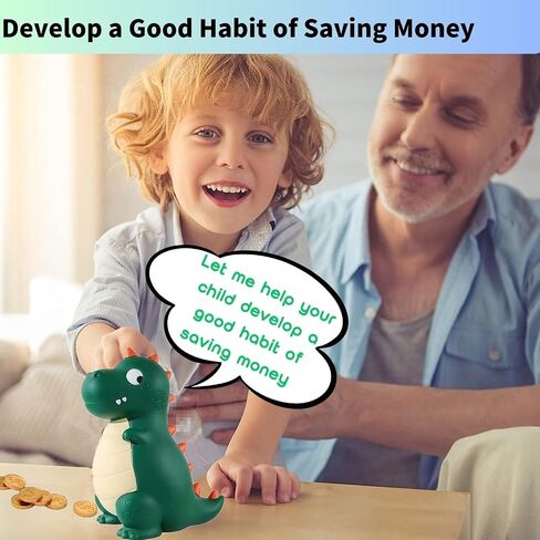 بنك على شكل ديناصور، بنك أموال بلاستيكي غير قابل للكسر للأطفال، بنك على شكل خنزير لطيف للأطفال للأولاد، أول بنك للعملات المعدنية، أفضل هدايا عيد الميلاد للأطفال الأولاد والبنات (أصفر) in Kuwait