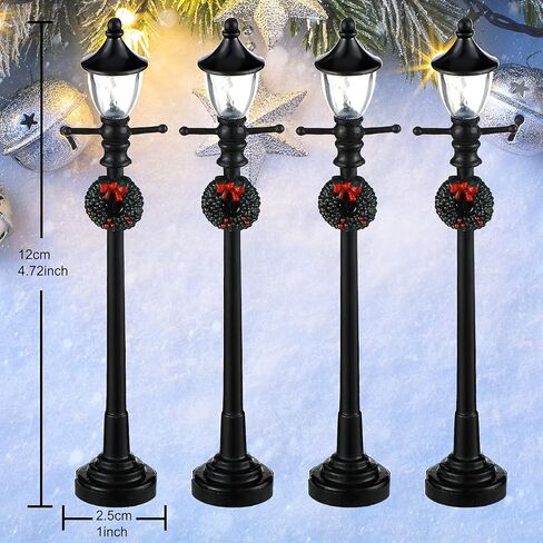 Christmas Lamp Post Village Accessories Village Fairy Lamp Train Lantern Lamp Miniature Street Lamp Decorative Street Lights for DIY Dollhouse Village Pathway (Fresh Style, 8 Pieces) in Kuwait