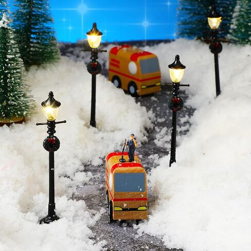 Christmas Lamp Post Village Accessories Village Fairy Lamp Train Lantern Lamp Miniature Street Lamp Decorative Street Lights for DIY Dollhouse Village Pathway (Fresh Style, 8 Pieces) in Kuwait