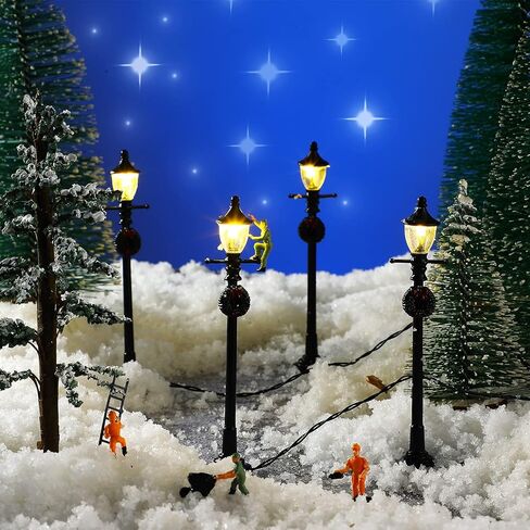 Christmas Lamp Post Village Accessories Village Fairy Lamp Train Lantern Lamp Miniature Street Lamp Decorative Street Lights for DIY Dollhouse Village Pathway (Fresh Style, 8 Pieces) in Kuwait