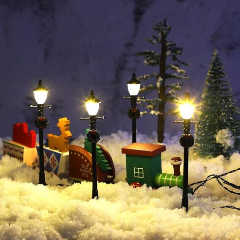 Christmas Lamp Post Village Accessories Village Fairy Lamp Train Lantern Lamp Miniature Street Lamp Decorative Street Lights for DIY Dollhouse Village Pathway (Fresh Style, 8 Pieces) in Kuwait