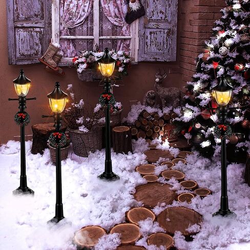 Christmas Lamp Post Village Accessories Village Fairy Lamp Train Lantern Lamp Miniature Street Lamp Decorative Street Lights for DIY Dollhouse Village Pathway (Fresh Style, 8 Pieces) in Kuwait