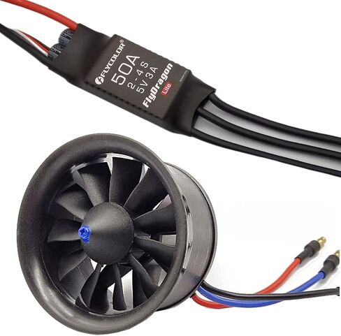 FLYCOLOR EDF 64mm 3500KV 4S RC Jet Airplane 11 Blades Ducted Fan with RC Brushless Motor with ESC 50A(2~4S) Balance Tested in Kuwait