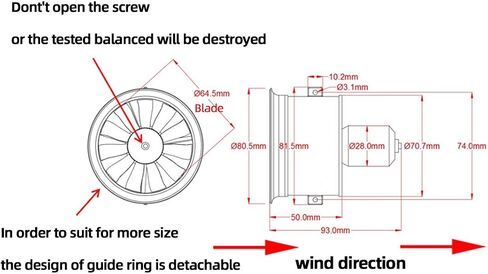 FLYCOLOR EDF 64mm 3500KV 4S RC Jet Airplane 11 Blades Ducted Fan with RC Brushless Motor with ESC 50A(2~4S) Balance Tested in Kuwait