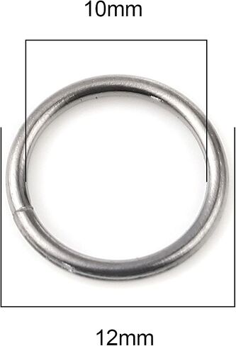 HDSupplies 200 قطعة - حلقات القفز 12 مم مطلية بالفضة اللامعة - 16 مقياس (سمك 1.2 مم) in Kuwait