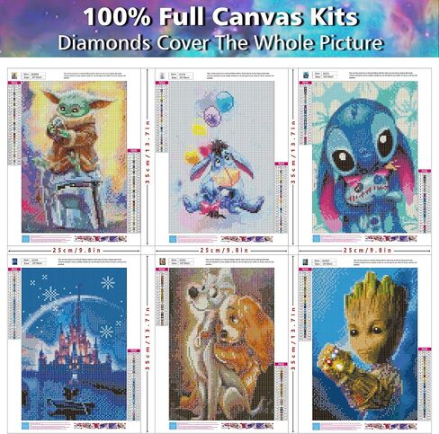 6 Pack 5d Diamond Painting Kits for Adults,DIY Full Drill Diamond Art Kits Paint with Diamonds Crystal Rhinestone Cross Stitch Cartoon Picture Arts and Crafts for Beginners Kids (9.8 X 13.8 Inch) in Kuwait