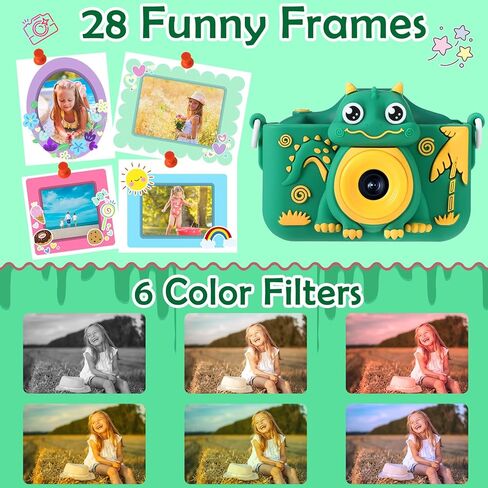 كاميرا أطفال للأطفال الصغار البنات والأولاد الذين تتراوح أعمارهم بين 3 سنوات فما فوق، كاميرا Laelr Dinosaur Kids Selfie 1080P HD كاميرات فيديو رقمية للأطفال الصغار مع بطاقة SD سعة 32 جيجابايت وشاشة IPS 2.0 بوصة وكاميرا أطفال لعيد الميلاد وهدية عيد الميلاد in Kuwait