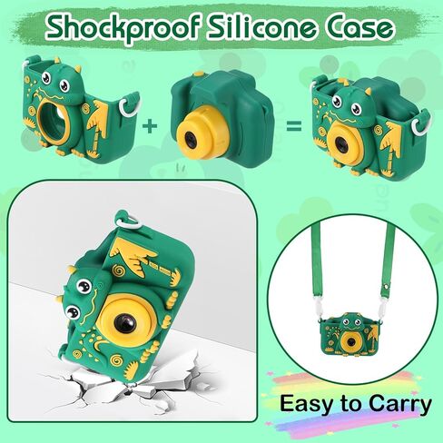 كاميرا أطفال للأطفال الصغار البنات والأولاد الذين تتراوح أعمارهم بين 3 سنوات فما فوق، كاميرا Laelr Dinosaur Kids Selfie 1080P HD كاميرات فيديو رقمية للأطفال الصغار مع بطاقة SD سعة 32 جيجابايت وشاشة IPS 2.0 بوصة وكاميرا أطفال لعيد الميلاد وهدية عيد الميلاد in Kuwait