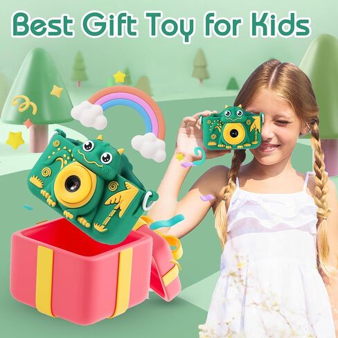 كاميرا أطفال للأطفال الصغار البنات والأولاد الذين تتراوح أعمارهم بين 3 سنوات فما فوق، كاميرا Laelr Dinosaur Kids Selfie 1080P HD كاميرات فيديو رقمية للأطفال الصغار مع بطاقة SD سعة 32 جيجابايت وشاشة IPS 2.0 بوصة وكاميرا أطفال لعيد الميلاد وهدية عيد الميلاد in Kuwait