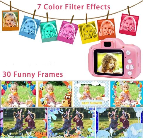 كاميرا بلوتي للأطفال مع بطاقة TF بسعة 32 جيجابايت، كاميرا فيديو رقمية مطورة للأولاد والبنات بعمر 3 سنوات فما فوق، كاميرا رقمية للأطفال، تأثيرات تصوير متعددة، هدايا مثالية لأعياد الميلاد والكريسماس ورأس السنة الجديدة in Kuwait