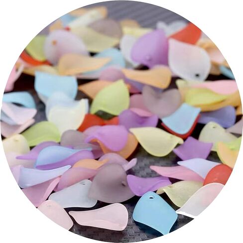 ZHITENG 100Pcs Acrylic Leaf Pendants, With Box, Leaf Shape Acrylic Pendants,Plastic Leaf Bead Charms with Hole,DIY Keychain Jewelry Accessories Home Craft Handmade Making Bracelet Earring Necklace in Kuwait