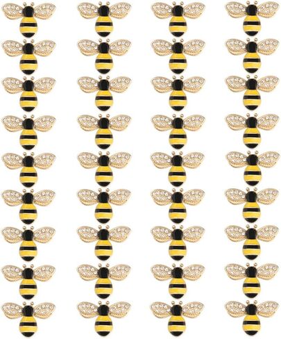 Metal Rhinestone Enamel Bee Pendant Jewelry Making Charms Bulk for Birthday Party Shiny Gifts, 36 Pieces in Kuwait