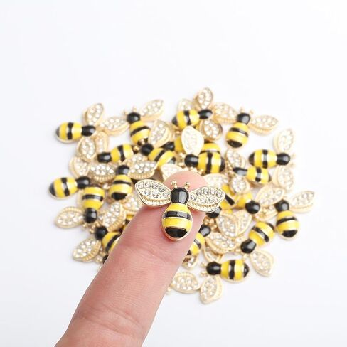 Metal Rhinestone Enamel Bee Pendant Jewelry Making Charms Bulk for Birthday Party Shiny Gifts, 36 Pieces in Kuwait