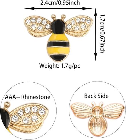 Metal Rhinestone Enamel Bee Pendant Jewelry Making Charms Bulk for Birthday Party Shiny Gifts, 36 Pieces in Kuwait