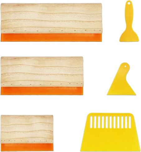 ورون 6 قطع 6 مقاسات من ممسحة طباعة الشاشة، 3 احجام 75 مقياس التحمل ومكشطة حبر خشبية (13.7، 9.4، 5.9 انش)، 3 احجام مكشطة حبر بلاستيكية (6.8، 3.3، 2.3 انش) للطباعة على الشاشة in Kuwait