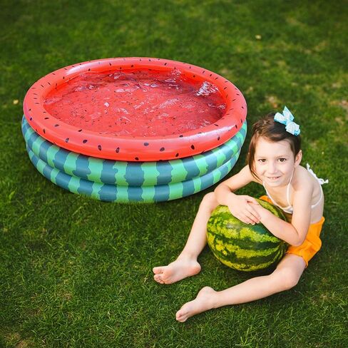 حمامات سباحة للأطفال قابلة للنفخ مقاس 47 بوصة × 47 بوصة × 12 بوصة، مكونة من 3 حلقات من البلاستيك البطيخي، حمام سباحة للأطفال الصغار، حديقة الفناء الخلفي في الهواء الطلق، حمامات سباحة للأطفال، حمامات سباحة صغيرة in Kuwait
