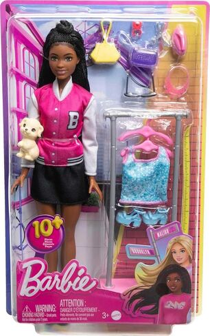 Barbie On-set Stylist Doll & 14 Accessories, Blonde Malibu Fashion Doll with Cart, Smock, Makeup Palette, Puppy & More, 3 years old and up, includes Toy in Saudi Arabia
