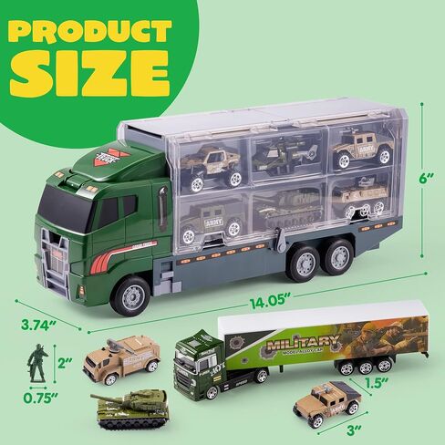 JOYIN 19 in 1 Die-cast Construction Toy Truck with Little Figures, Mini Construction Vehicles in Big Carrier Truck, Patrol Rescue Helicopter for Boys 3-9 Years Old, Kids Value Birthday Easter Gifts in Saudi Arabia
