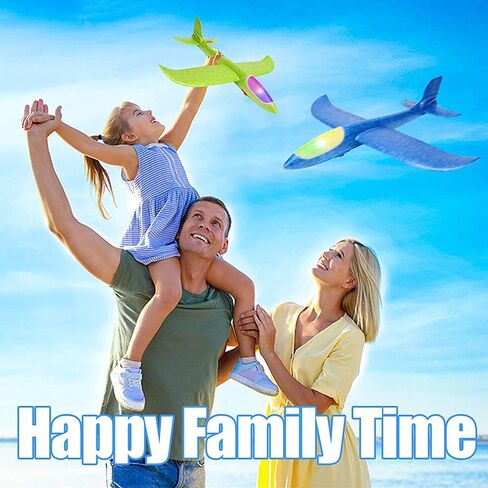 BooTaa 2 Pack LED Airplane Toys,17.5" Large Throwing Foam Plane,2 Flight Mode Glider Plane,Flying Toy for Kids,Xmas Gifts for 3 4 5 6 7 8 9 10 Years Old Boy,Outdoor Sport Toys Birthday Party Favors in Kuwait