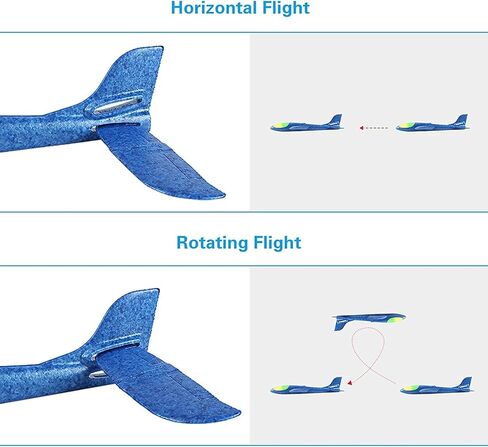 BooTaa 2 Pack LED Airplane Toys,17.5" Large Throwing Foam Plane,2 Flight Mode Glider Plane,Flying Toy for Kids,Xmas Gifts for 3 4 5 6 7 8 9 10 Years Old Boy,Outdoor Sport Toys Birthday Party Favors in Kuwait