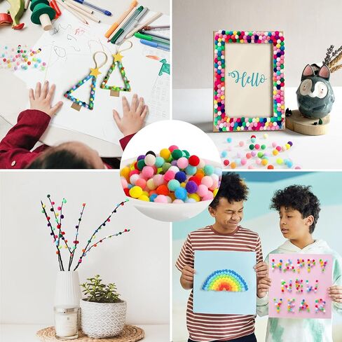 2000 قطعة من كرات بوم بوم للحرف اليدوية عالية المرونة 1 سم من هويكيو - كرات منتفخة ناعمة ومنفوشة، كرات قطنية متعددة الالوان لتزيين الفنون والحرف اليدوية in Kuwait