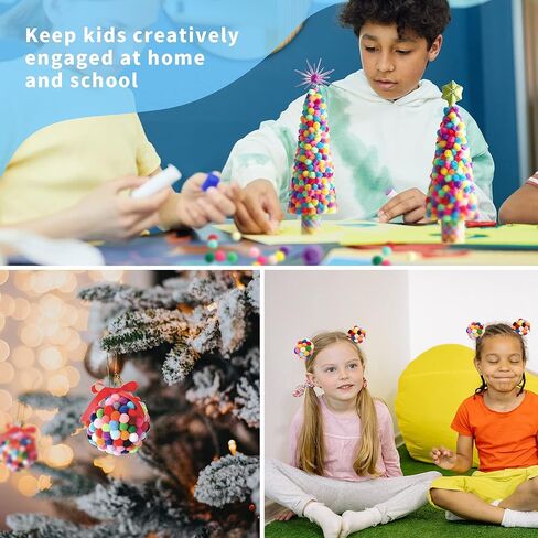 2000 قطعة من كرات بوم بوم للحرف اليدوية عالية المرونة 1 سم من هويكيو - كرات منتفخة ناعمة ومنفوشة، كرات قطنية متعددة الالوان لتزيين الفنون والحرف اليدوية in Kuwait