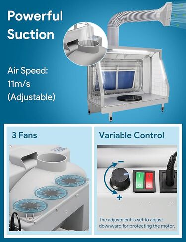Anesty Water Curtain Airbrush Spray Booth with 3 Fans, Waterfall Paint Booth with Dual Filtration Adjustable Airflow and Bright LEDs for Effective Suction & Optimum Spraying WTRASPB in Kuwait