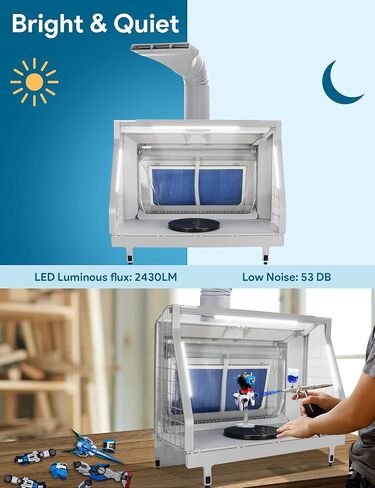 Anesty Water Curtain Airbrush Spray Booth with 3 Fans, Waterfall Paint Booth with Dual Filtration Adjustable Airflow and Bright LEDs for Effective Suction & Optimum Spraying WTRASPB in Kuwait