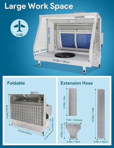 Anesty Water Curtain Airbrush Spray Booth with 3 Fans, Waterfall Paint Booth with Dual Filtration Adjustable Airflow and Bright LEDs for Effective Suction & Optimum Spraying WTRASPB in Kuwait