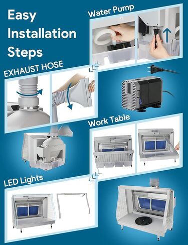 Anesty Water Curtain Airbrush Spray Booth with 3 Fans, Waterfall Paint Booth with Dual Filtration Adjustable Airflow and Bright LEDs for Effective Suction & Optimum Spraying WTRASPB in Kuwait