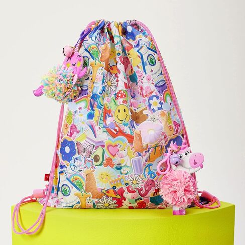 مجموعة سلاسل مفاتيح بوم بوم بوم للاطفال بتصميم يونيكورن من هايلايتز، ابتكر وتخصيص مشابك اكياس بوم بال ملونة بدون خياطة، تتضمن شنطة ظهر قابلة لاعادة الاستخدام للتخزين بدون فوضى، للاعمار من 6 سنوات فما in Kuwait